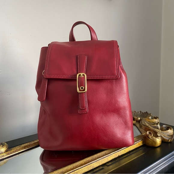 Coach Handbags - COACH VINTAGE RED LEATHER BACKPACK BAG